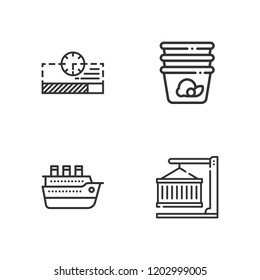 Collection of 4 loading outline icons include icons such as ship, progress bar