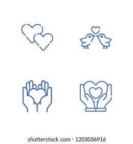 Collection of 4 lover outline icons include icons such as heart