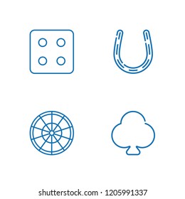 Collection of 4 lucky outline icons include icons such as clover, horseshoe, roulette