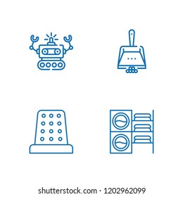 Collection of 4 machine outline icons include icons such as robot, washing machine, dustpan