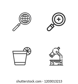 Collection of 4 magnify outline icons include icons such as magnifier, zoom in, glass