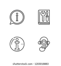 Collection of 4 manual outline icons include icons such as info, manual