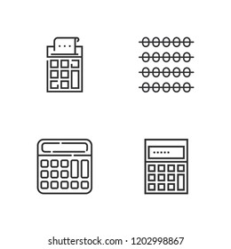 Collection of 4 math outline icons include icons such as calculator, calculating