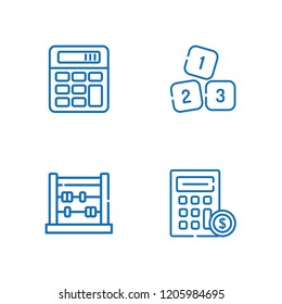 Collection of 4 math outline icons include icons such as calculator, numbers