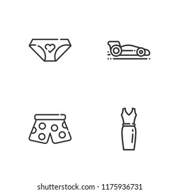 Collection of 4 model outline icons include icons such as dress, pants