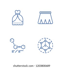 Collection of 4 model outline icons include icons such as skirt, modeling, molecules