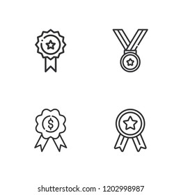 Collection of 4 motivation outline icons include icons such as