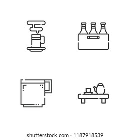 Collection of 4 mug outline icons include icons such as coffee cup, beer