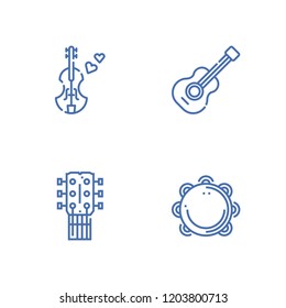 Collection of 4 musician outline icons include icons such as tambourine, guitar