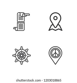 Collection of 4 navigate outline icons include icons such as placeholder, rudder