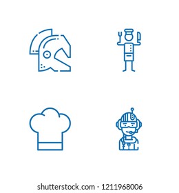 Collection of 4 occupation outline icons include icons such as chef hat, chef, pilot