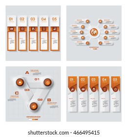 Collection of 4 orange color template/graphic or website layout. Vector Background. For your idea and presentation.