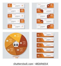 Collection of 4 orange color template/graphic or website layout. Vector Background. For your idea and presentation.