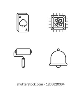 Collection of 4 outline icons include icons such as ace, bell, cpu