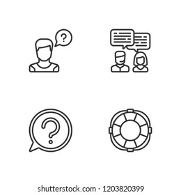 Collection of 4  outline icons include icons such as chat, operator, question