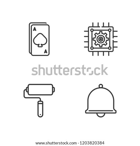 Collection of 4 outline icons include icons such as ace, bell, cpu