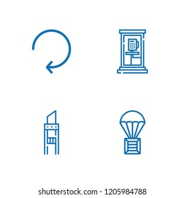 Collection of 4 package outline icons include icons such as delivery, reload, phone box