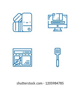 Collection of 4 palette outline icons include icons such as palette, graphic design, layout