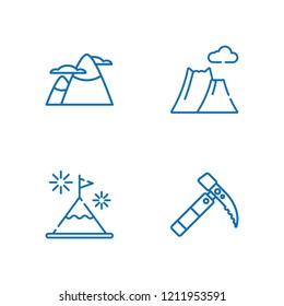 Collection of 4 peak outline icons include icons such as ice ax