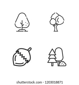 Collection of 4 pine outline icons include icons such as forest, tree