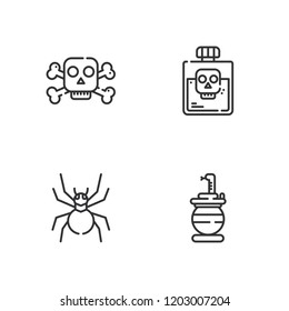 Collection of 4 poisonous outline icons include icons such as poison, snake