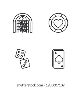 Collection of 4 poker outline icons include icons such as ace, casino chip, gambler