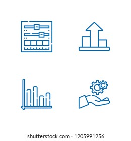 Collection of 4 progress outline icons include icons such as growth, settings, setting
