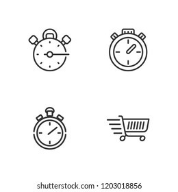 Collection of 4 quick outline icons include icons such as delivery, chronometer