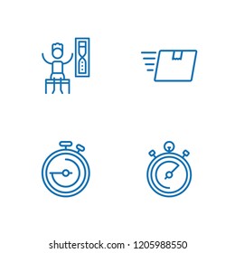 Collection of 4 quick outline icons include icons such as stopwatch, delivery