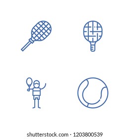 Collection of 4 racket outline icons include icons such as tennis court, racket, tennis racket
