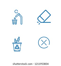 Collection of 4 remove outline icons include icons such as eraser, recycling