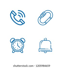 Collection of 4 ring outline icons include icons such as phone call, carabiner, bell