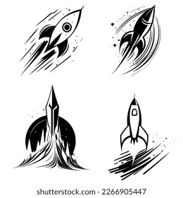 Kollektion von 4 Rocket Logo Design Vektorgrafik