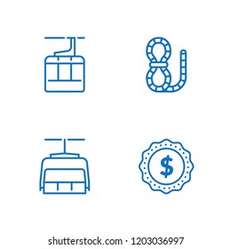 Collection of 4 rope outline icons include icons such as rope, aerial tramway, chairlift