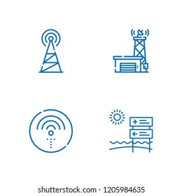 Collection of 4 router outline icons include icons such as antenna, wifi