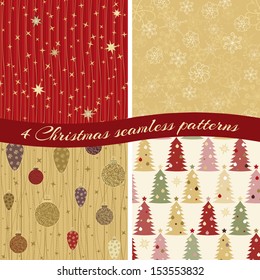 Collection of 4 seamless Christmas patterns