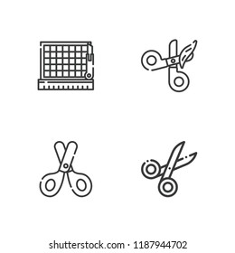 Collection of 4 section outline icons include icons such as cutting