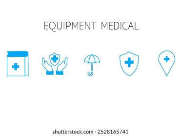 Collection 4 set of medical editable line icons set. Hospitals, patients, medicines, pharmacies, nurses, prescriptions and medical reports. Vector illustration