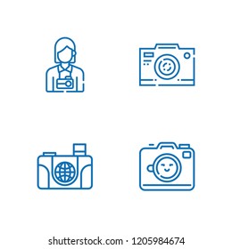 Collection of 4 shutter outline icons include icons such as photo camera, camera