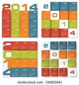 collection of 4 simple editable vector calendar 2014