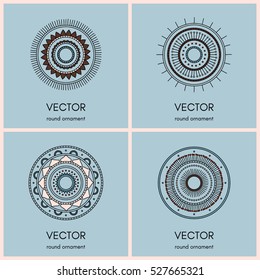 Collection of 4 simple mandalas. Vector illustration.