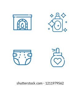 Collection of 4 smell outline icons include icons such as perfume, chimney
