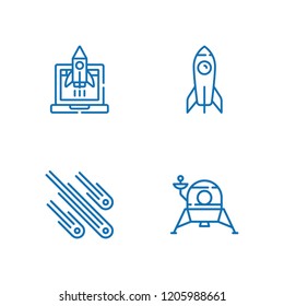 Collection of 4 spaceship outline icons include icons such as rocket, lander