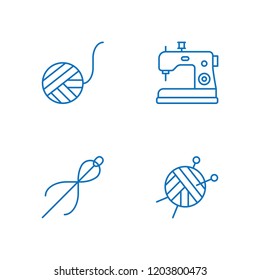 Collection of 4 spool outline icons include icons such as sewing machine, wool ball