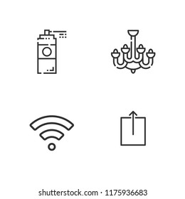 Collection of 4 spot outline icons include icons such as wifi, upload arrow, paint spray