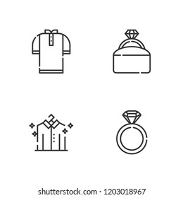 Collection of 4 stylish outline icons include icons such as engagement ring