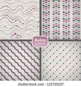 Collection of 4 stylish seamless retro patterns.