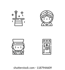 Collection of 4 teller outline icons include icons such as atm, seer