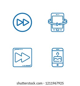 Collection of 4 touch outline icons include icons such as fast forward, cell phone