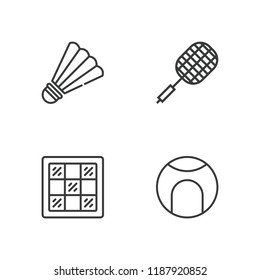 Collection of 4 tournament outline icons include icons such as badminton, chess board
